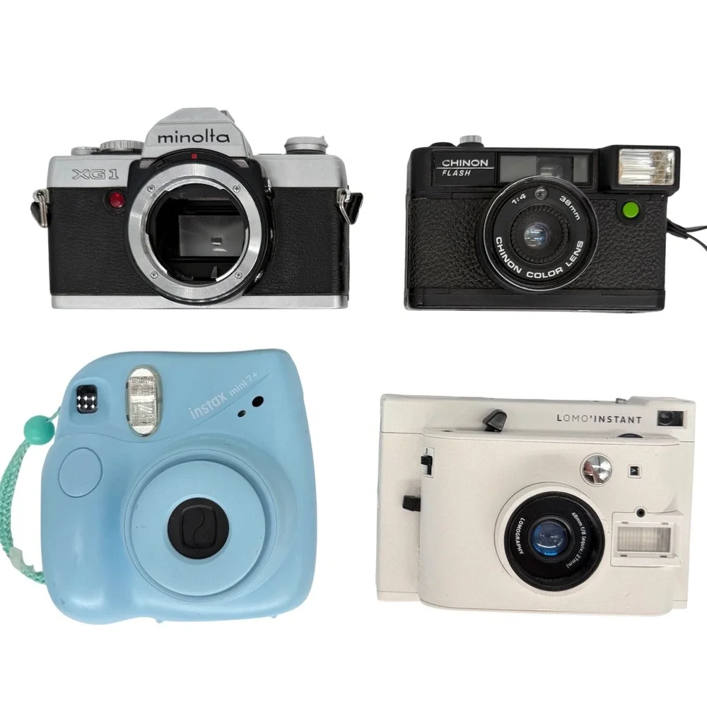 Vintage Camera Lot Minolta XG 1 Chinon Flash Instax Mini 7 Lomo Instant Untested